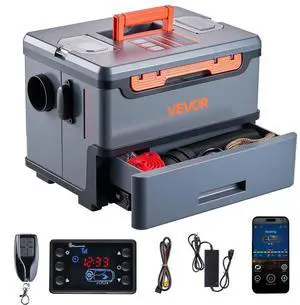 VEVOR Diesel Heater, 8KW, DC 12V/24V, All in One Portable Diesel Air Heater with Bluetooth APP Control, Remote Control and LCD Screen, 1.3 Gal Fuel Tank for Trucks, Vans, RVs, Campers, and Garages
