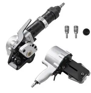 VEVOR Pneumatic Steel Strapping Machine, 8500 N Tension Force, Metal Strapping Tool Tensioner and Cutter Sealer for 1.26 in Width Metal Belt, Heavy Duty Split Type Baler for High Tensile Packaging