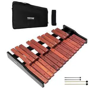 VEVOR Glockenspiel Xylophone, 25 Notes, Wooden Professional Xylophone Percussion Instrument, with 4 Mallets, Carrying Bag, Beginner Glockenspiel Musical Instrument Kit for Adults and Kids Students