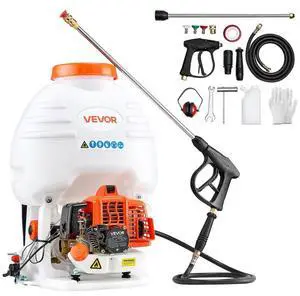 VEVOR Gas Powered Backpack Sprayer, 26.5CC 0.9HP Engine, Garden Sprayer with 5 Gallon Tank, Large Area Coverage, Lawn Spraying Machine with 24 in Wand & Nozzles for Efficient Gardening & Farming