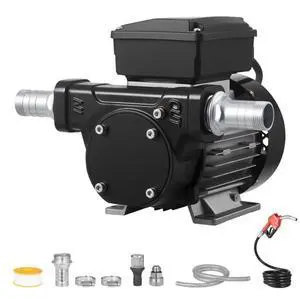 VEVOR Fuel Transfer Pump 110V, 16 GPM 60 L/min, AC Electric Oil Transfer Pump for Diesel Kerosene Biodiesel, with Auto Fuel Nozzle & 2 Hoses, 45 ft/13.7 m Max Lift, for Vehicles, Construction Sites