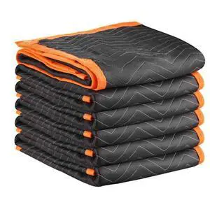 VEVOR Moving Blankets 6 Pcs, 72 x 40 in (32 lbs/dz) Large Packing Blankets with Cotton Filling, Heavy Duty Nonwoven Fabric Padded Moving Blanket for Shipping, Wrapping, Protecting Furniture