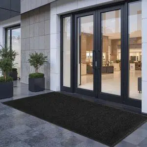 VEVOR Front Door Mat, 8 x 4 ft Commercial Floor Mat for Indoor and Outdoor, Stylish Striped Industrial Carpet with PVC Backing, Heavy Duty Washable Entry Rug for Hallway, Balcony, Garage, Grey