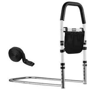 VEVOR Bed Rail for Elderly, Bedside Assist Rails with PU Handrail, Adjustable Height Pipe Bedside Cane, High-Strength Carbon Steel Bed Bars for Seniors & Patients, Fits King, Queen, Full, Twin