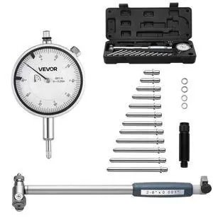 VEVOR Dial Test Indicator and Bore Gauge Measuring Tool Set, Dial Indicator 0.001 inch Accuracy, 2-6 inch Bore Range with Rod, Storage Case, Anvils for Industrial Machining Measurements