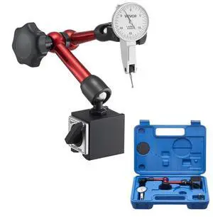 VEVOR Dial Test Indicator with Universal Magnetic Base and Storage Case, 0.0005 inch Accuracy, 0-0.03 inch Range, Micro Ball Handle for Narrow Area Measurement, Industrial Machining & Inspection