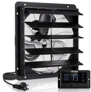 VEVOR 20 inch Shutter Exhaust Fan, Wall Mounted Attic Vent Fan with Smart Programming Variable Speed Temperature Control, 4800 CFM,EC Motor,Timer, for Shed,Garage,Greenhouse Ventilation Cooling,Black