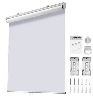 VEVOR Cordless Roller Shades, 34 x 72 in, Pull Down Blackout Blinds for Windows Room Darkening, Thermal Insulated, Easy to Install, Blackout Roller Shades for Bedroom, Bathroom, Home, Office, White