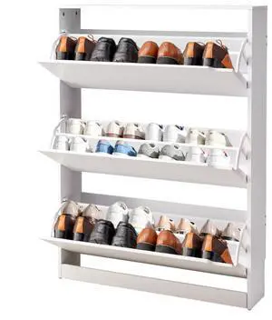 VEVOR Shoe Cabinet with 3 Flip Drawers, Modern Shoes Storage Cabinet with Anti-Tipping Device, Freestanding Shoe Rack Organizer, Ideal for Entryway, Hallway, Bedroom, Living Room, Closet, White