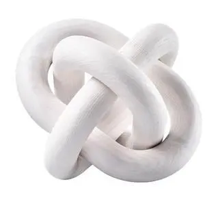 VEVOR Wood Chain Link Decor, 3 Link, Hand Carved Wooden Knot Decor, Coffee Table Decoration Modern Shelf Accents, Decorative Objects for Home Living Room Bedroom Entryway Farmhouse Bookshelf, White