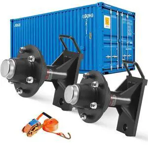 VEVOR Shipping Container Wheels 6-Lug Wheels Kit, Heavy Duty Shipping Container Axle with Ratchet Tie Down-Moves 20 ft - 40 ft, Secure Transport for Dock, Warehouse, Construction Site, Black
