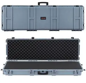 VEVOR Hard Rifle Case, Lockable Rifle Case with Pre-cut Foams, 52 in Gun Storage with Wheels, Heavy Duty IP67 Waterproof & Dustproof Pistol Storage Cases for Rifles, Shotguns, Airsoft Guns, Grey