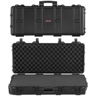 VEVOR Hard Rifle Case, Lockable Rifle Case with 4 Layers Pre-cut Foams, 36 in Gun Storage with Wheels, IP67 Waterproof & Dustproof Pistol Storage Cases for Rifles, Shotguns, Airsoft Guns, Black