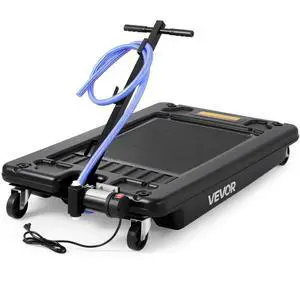 VEVOR Low Profile Oil Drain Pan, 17 Gallon Capacity, Rolling Oil Drain Pan with Electric Pump, 7.2 ft Hose & T Folding Handle, Leak-proof & Corrosion-resistant, Fit for Cars, SUVs, Trucks, ATVs, Black