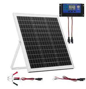 VEVOR 20W 12V Solar Panel Battery Charger, Solar Battery Trickle Charger Maintainer with Intelligent MPPT Controller & Adjustable Mount Bracket, IP67 Waterproof for Car Boat RV Motorcycle Trailer