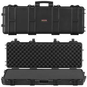 VEVOR Hard Rifle Case, Lockable Rifle Case with Pre-cut Foams, 40 in Gun Storage with Wheels, IP67 Waterproof & Dustproof Movable Large Pistol Storage for Rifles, Shotguns, Airsoft Guns, Black