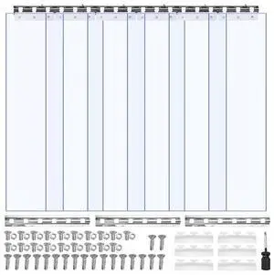 VEVOR Clear PVC Strip Curtain, 80 in Height x 36 in Width x 0.08 in Thickness, 6 PCS Walk in Freezer Cooler Curtain Strips, Smooth Waterproof Plastic Door Strips for Warehouse, Freezer, Garage Doors