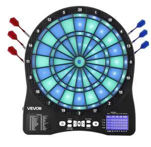 VEVOR Electronic Dart Board, LED-Illuminated Target Dartboard with 48 Games & 500+ Variations, Includes 6 Dart Shafts with Flights & 50 Soft Tips, Cricket Scoring LCD Screen - Supports Up to 8 Players