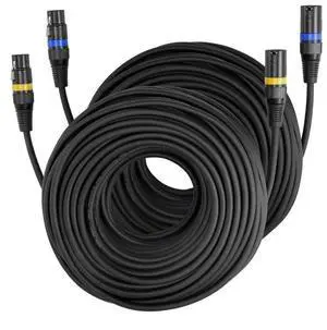 VEVOR XLR Cable 100 ft, 2 Pack, Shielded Balanced DMX Male to Female Microphone Cables, Gold-Plated 3-Pin XLR Mic Speaker Cord Wires, for Stage Lighting, Microphones, Amplifier, Mixer, Speaker Systems