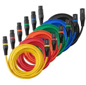 VEVOR XLR Cable 20 ft, 6 Pack, Shielded Balanced DMX Male to Female Microphone Cables, Gold-Plated 3-Pin XLR Mic Speaker Cord Wires, for Stage Lighting, Microphones, Amplifier, Mixer, Speaker Systems