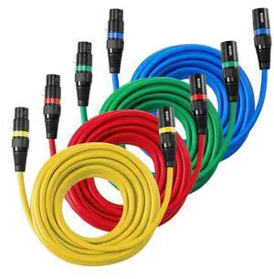 VEVOR XLR Cable 25 ft, 4 Pack, Shielded Balanced DMX Male to Female Microphone Cables, Gold-Plated 3-Pin XLR Mic Speaker Cord Wires, for Stage Lighting, Microphones, Amplifier, Mixer, Speaker Systems
