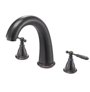 VEVOR Roman Tub Faucet, 3 Hole Waterfall Bathtub Faucet, Gooseneck Bath Tubs Faucets Set with 2 Handles, Roman Tub Faucets Deck Mount for Pet Washing, Adult Bathing, Bronze, Temperature Control