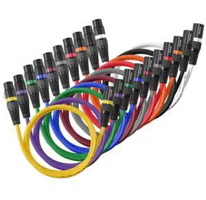 VEVOR XLR Cable 3.3 ft, 10 Pack, Shielded Balanced DMX Male to Female Microphone Cables, Gold-Plated 3-Pin XLR Mic Speaker Cord Wire, for Stage Lighting, Microphones, Amplifier, Mixer, Speaker Systems
