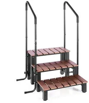 VEVOR Hot Tub Steps with Handrail, 3-Step Spa Outdoor Stairs, Heavy Duty 25.2 inch Wide Above-Ground/Inflatable Pool Ladder with 550 lbs Weight Capacity, Multi-Use for Porch, Patio, Deck, Trailers