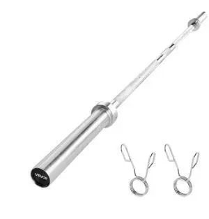 VEVOR 6FT Barbell Bar, Fits 2-Inch Weight Plates, Chrome Plated Barbell Bar with Knurled Grip for Strength Training, Weightlifting, Squat, Deadlift, Bench Press, Curl, Overhead Press, 550lbs Capacity