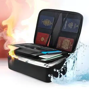 VEVOR Fireproof Document Box, 1832  Heat Insulated Fireproof & Waterproof Box with Lock, Portable Multi-Layer Home Office Travel File Storage Organizer, for Passports, Important Documents, Files
