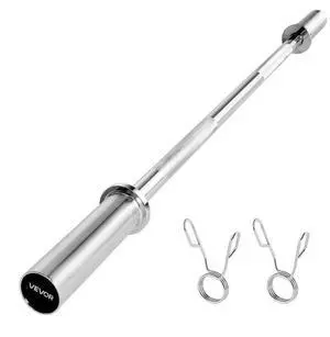 VEVOR 4FT Barbell Bar, Fits 2-Inch Weight Plates, Chrome Plated Barbell Bar with Knurled Grip for Strength Training, Weightlifting, Squat, Deadlift, Bench Press, Curl, Overhead Press, 550lbs Capacity