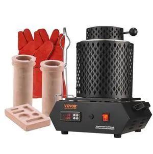 VEVOR Gold Melting Furnace, 1350W, 2102  Max Temperature, Digital Electric Melting Furnace with 1 kg and 3 kg Ceramic Crucibles, Crucible Tongs, and Gloves, for Gold, Silver, Aluminum, Copper