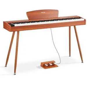 VEVOR Weighted Digital Piano, 88 Keys Fully Weighted, Electric Piano Keyboard with Sheet Music Stand, Triple Pedal, Power Adapter, 280 Tones, Support Wireless Connection, for Beginners, Wood Color