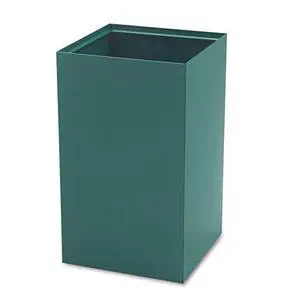 Public Recycling Container, Square, Steel, 25gal, Green