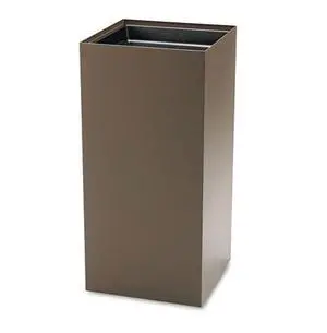 Public Recycling Container, Square, Steel, 31gal, Brown