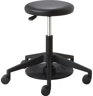 Safco Lab Stool with Foot Pedal - Vinyl Seat - Black, Chrome - 1 Each