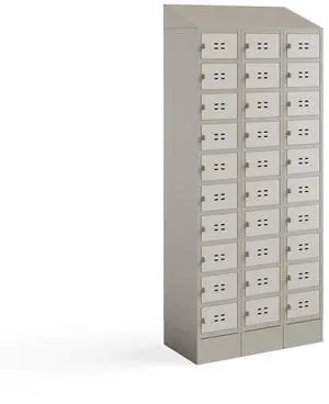 Triple Sloped Metal Locker Hood Addition 36"W x 18"D x 6"H - Tan