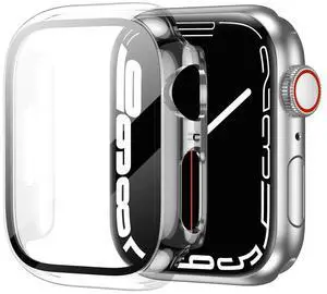 Full Cover tempered glass screen protector with pc case for Apple Watch 45mm In Clear