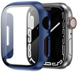 Full Cover tempered glass screen protector with pc case for Apple Watch 41 mm In Navy