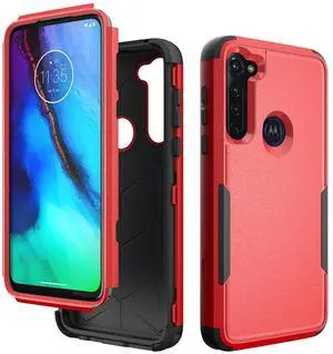 3in1 Hybrid Heavy Duty Defender Rugged Armor Military Grade Case MOTOROLA G STYLUS 2020 In Red