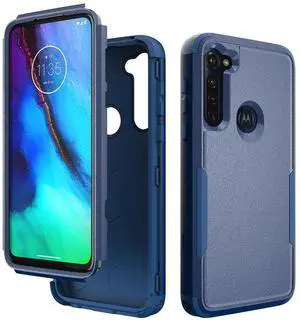 3in1 Hybrid Heavy Duty Defender Rugged Armor Military Grade Case MOTOROLA G STYLUS 2020 In Blue