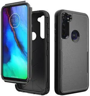 3in1 Hybrid Heavy Duty Defender Rugged Armor Military Grade Case MOTOROLA G STYLUS 2020 In Black