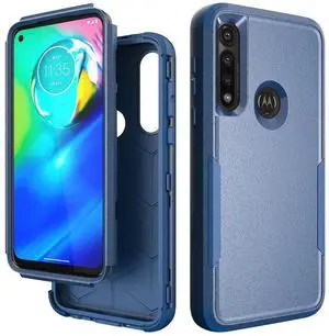 3in1 Hybrid Heavy Duty Defender Rugged Armor Military Grade Case MOTOROLA G POWER 2020 In Blue