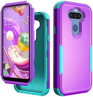 3in1 Hybrid Heavy Duty Defender Rugged Armor Military Grade Protective Case For LG STYLO5 In Purple