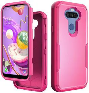 3in1 Hybrid Heavy Duty Defender Rugged Armor Military Grade Protective Case For LG STYLO5 In Hot pink