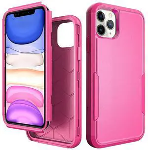3in1 Hybrid Heavy Duty Defender Rugged Armor Case For APPLE IPHONE 11 PRO MAX In Hot pink