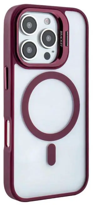 Magnetic Phone Case (Red) with Built-in Invisible Kickstand Compatible with iPhone 16 Pro