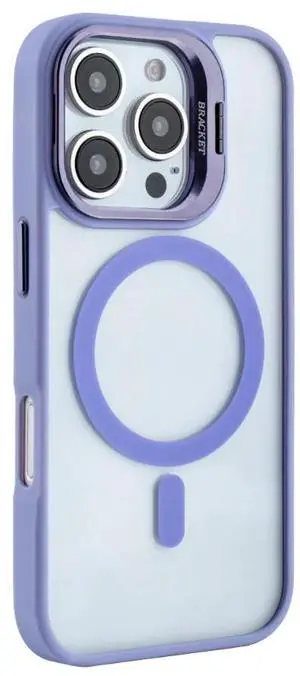Magnetic Phone Case (Purple) with Built-in Invisible Kickstand Compatible with iPhone 16 Pro