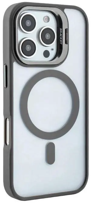 Magnetic Phone Case (Grey) with Built-in Invisible Kickstand Compatible with iPhone 16 Pro