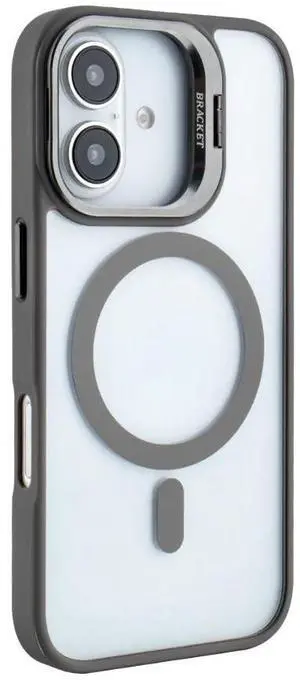 Magnetic Phone Case (Grey) with Built-in Invisible Kickstand Compatible with iPhone 16